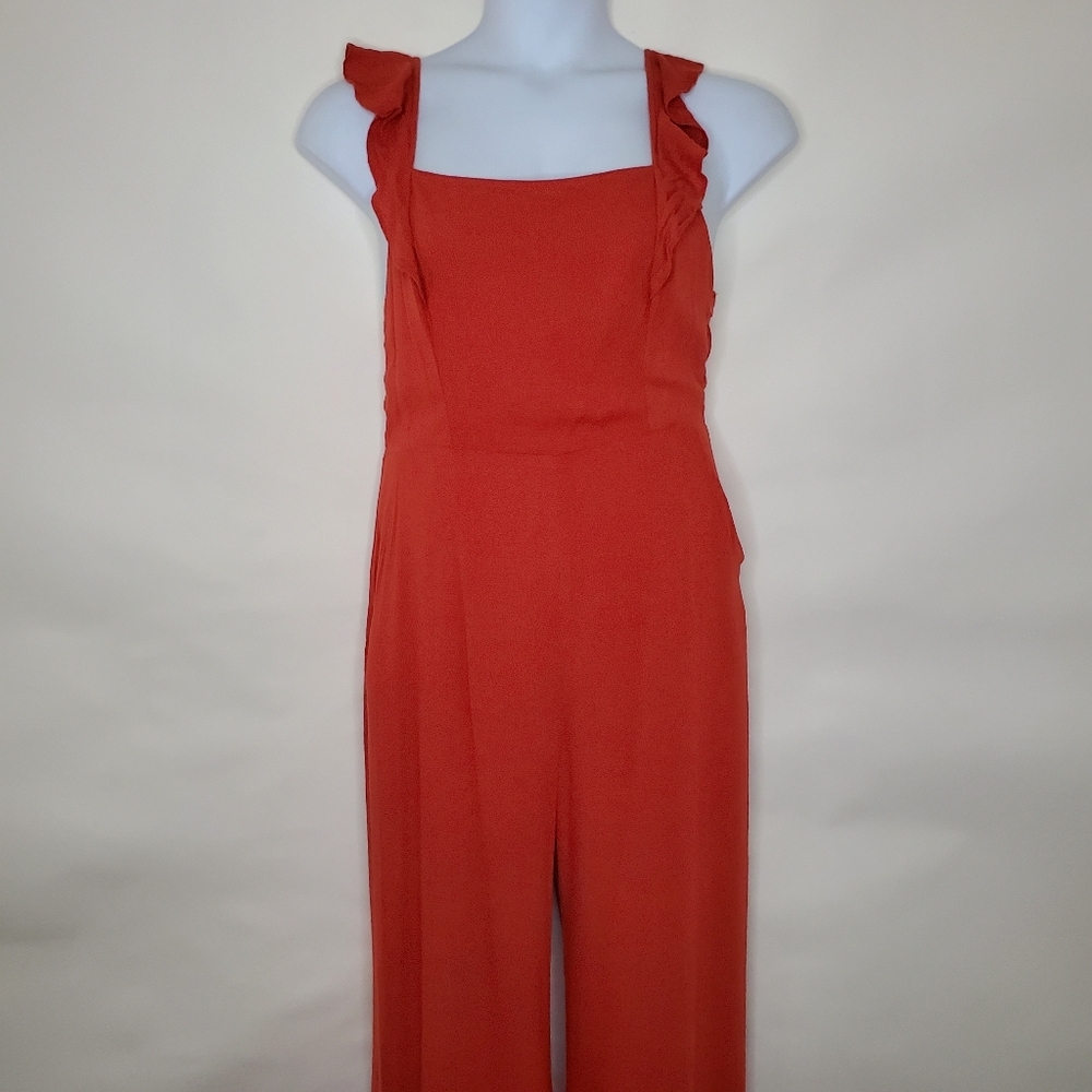 ASTR the Label Wide Leg Jumpsuit Size L Cutout Ruffles Pockets Square Neck NEW - Picture 15 of 15